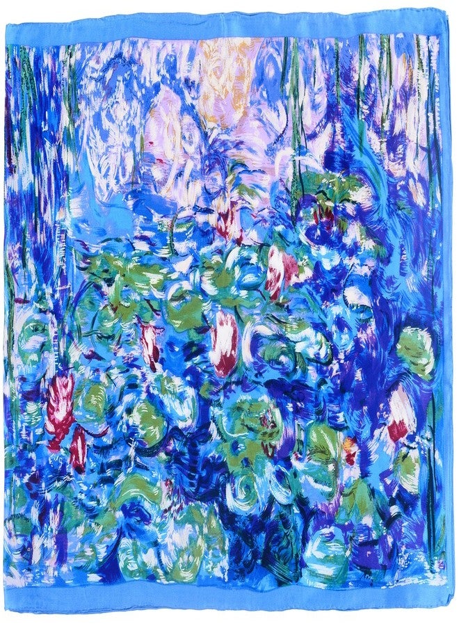 Salutto Women 100% Silk Scarves PaintedLotus Pond Scarf - Image 3